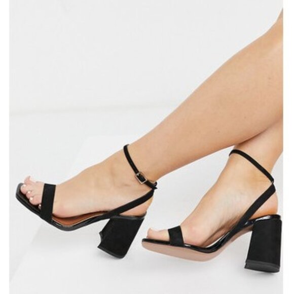 ASOS Design Faux Suede Wide Fit Hudson barely there Block Heel Sandals 8W - Picture 1 of 14